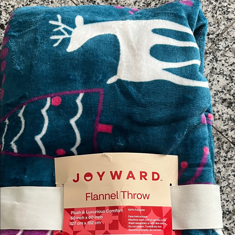 Blue and White Flannel Throw